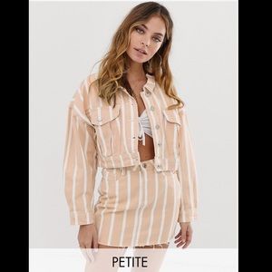 Missguided petite denim JACKET in Blush Stripe- 4p
